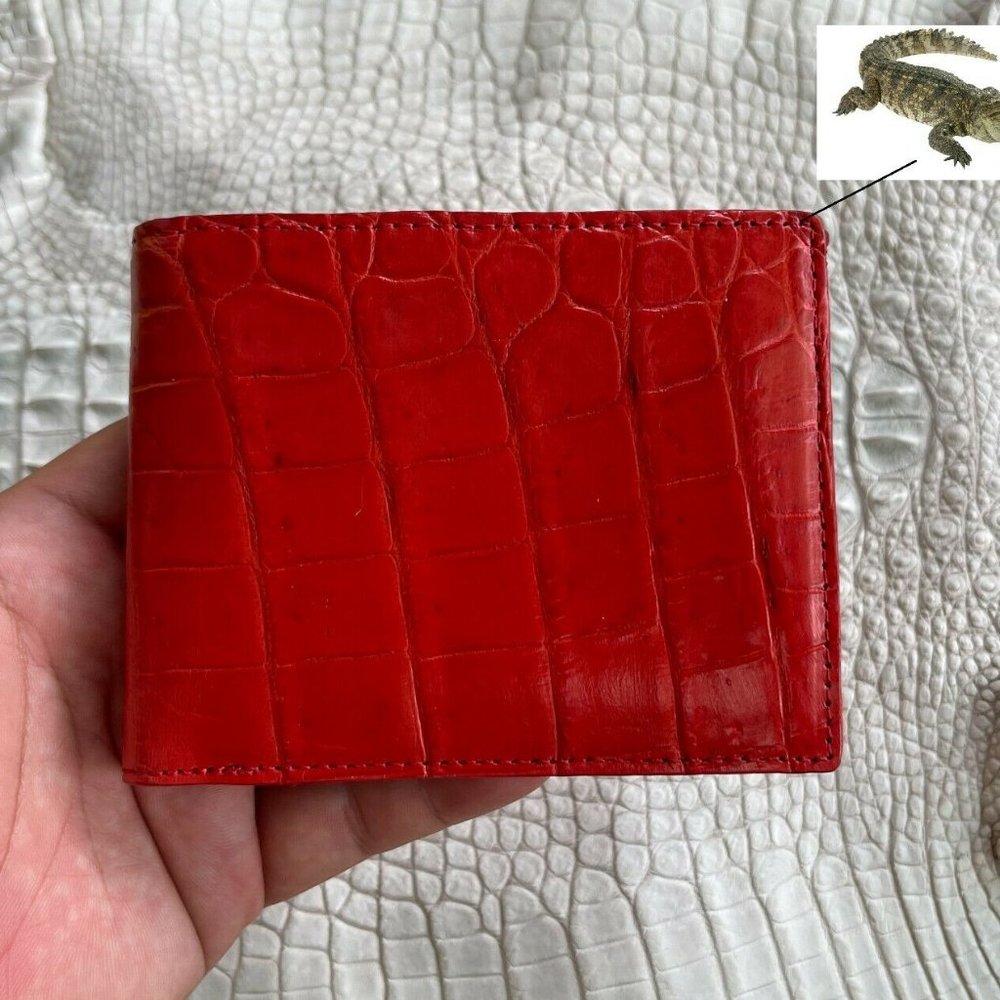 Genuine Crocodile ,Alligator Skin Leather Men's Bifold Wallet